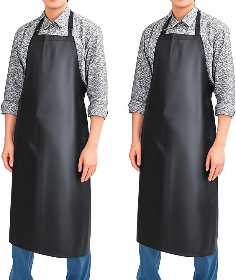 juningxin Store Waterproof Rubber Vinyl Apron 40 Inch Heavy Duty Adjustable Bib for Men Women Kitchen Cooking Lab Dishwashing Black - Image 1
